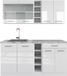 Vicco R-Line Eenpersoonskeuken – 160 cm zonder werkblad Wit hoogglans/wit