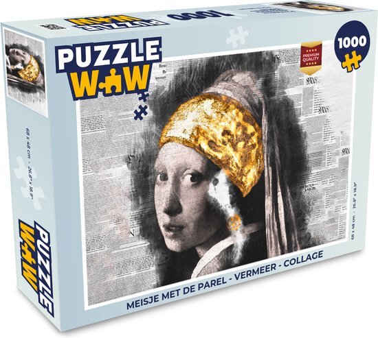 MuchoWow Puzzel Meisje met de parel - Vermeer - Collage - Legpuzzel - Puzzel 1000 stukjes volwassenen