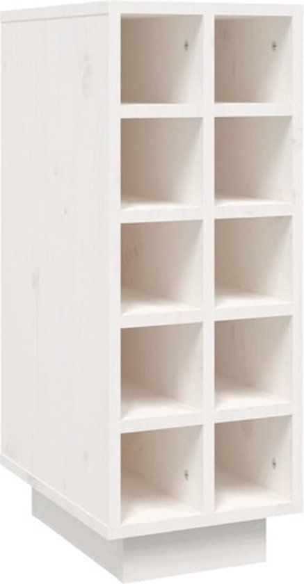 vidaXL Wijnkast 23x34x61 cm massief grenenhout wit