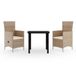 vidaXL Ensemble de jardin 3 pièces avec coussins, beige