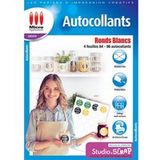 Micro Application - Zelfklevend papier - Witte achtergrond - 4 vellen A4-96 stickers - Ø 4 cm - Gemakkelijk te printen - Compatibel met Inkjetprinters