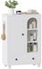 Armoire de salle de bain, 60 cm de large, avec design arqué, portes et tiroirs, blanc