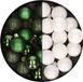 Kaemingk B.V. 28x stuks petites boules de Noël en plastique blanc et vert sapin 3 cm - décoration de Noël