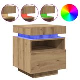 VidaXL Nachtkastje met LED-verlichting, 40x39x48,5 cm, Artisanaal Eiken