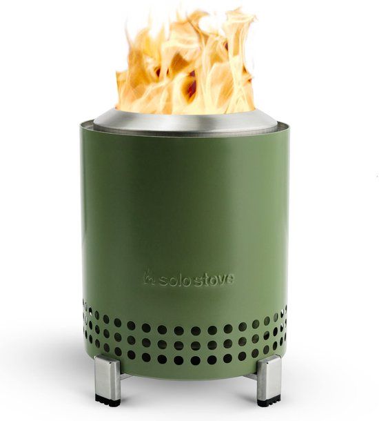 Solo Stove Mesa Vuurplaats voor op tafel met standaard | Rookarm minivuur voor in de stad en voorsteden, Werkt op pellets of hout, veilig, roestvrij staal, met reistas, 17,5 x 13 cm, 635 g, Groen