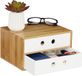 Merkloos Relaxdays Bureau organizer - 2 lades - bamboe - 14 x 25 x 20 cm - wit