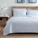 Nautica Twin Quilt Set, omkeerbaar katoenen beddengoed met bijpassende sham, casual woondecoratie voor alle seizoenen (Coleridge streep lichtblauw, twin)