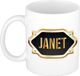 Bellatio Decorations Janet naam cadeau mok / beker met gouden embleem