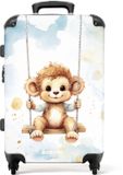 NoBoringSuitcases.com Kinderkoffer - Kindertrolley met TSA-slot - 72L - 67cm - Hardcase - Waterbestendig - Aapje in de wolken