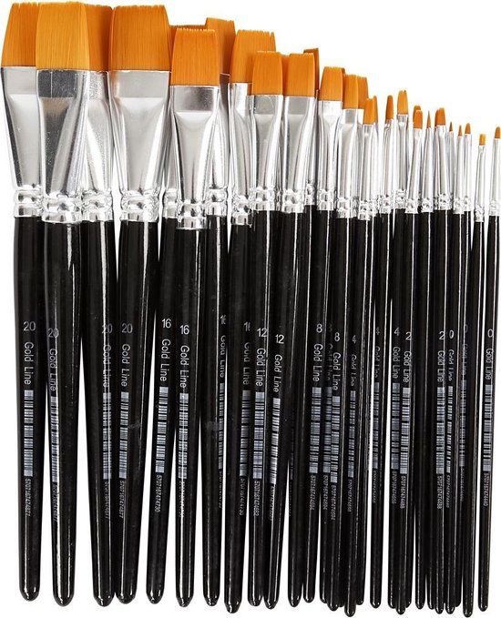 Creotime Penseel Gold Line plat assorti/pk30