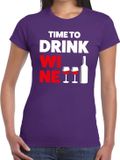 Bellatio Decorations Shoppartners Bv Time to drink Wine tekst t-shirt paars dames - dames shirt Time to drink Wine XXL