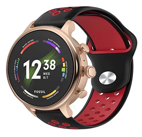 Strap-it 42mm sport bandje zwart/rood - Geschikt voor 18mm