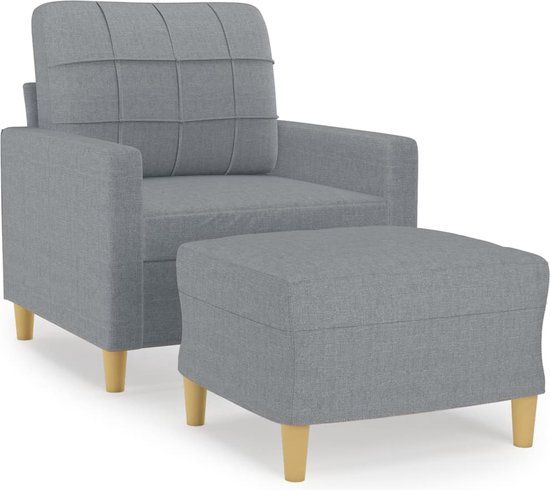vidaXL Fauteuil met voetenbank 60 cm stof lichtgrijs