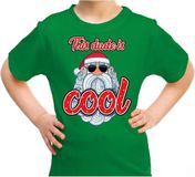 Bellatio Decorations Shoppartners Bv Foute kersttrui shirt - This dude is cool - met stoere Santa - groen - voor kinderen - kerstkleding 164/176
