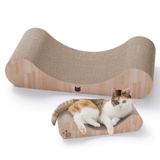 Necoichi Kartonnen kattenkrabbed voor binnenkatten - krabplank voor katten, horizontaal kattenkrabbed met omkeerbare bruikbaarheid en extra comfort voor lounge, gebogen (45,7 cm normaal, eiken)