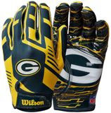 Wilson NFL Stretch Fit Green Bay Packers American Football Handschoenen Geel Unisex Senior