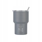 Estia Home Art Merkloos Thermosbeker RVS 400ml met Rietje - Grijs