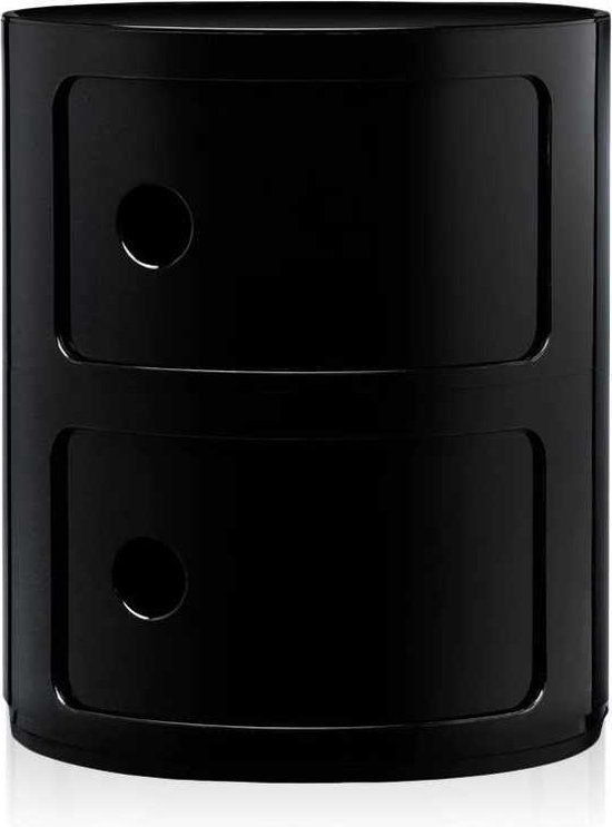 Kartell Componibili Kast Ø32 Nachtkastje (2 Comp.) Mat Zwart