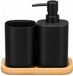 Berilo zeeppomp / zeepdispenser met beker - zwart - kunststof - 356ml - badkamer set