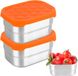 Sans marque 2 pièces boîte à en-cas, boîte à en-cas en acier inoxydable, 230 ml, récipient pour vinaigrette avec couvercle en silicone, petites boîtes, étanche, récipient pour vinaigrette pour épices, en-cas, salade