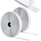 Romon Belcro Dubbelzijdig plakband, 5 m, sterke lijm, haak en lus, zelfklevend, 20 mm breed, herbruikbaar, nylon, dubbelzijdig plakband voor kantoor, muggennetten, thuis, wit