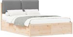 vidaXL Bedframe met Gevoerde Hoofdbord Lichtgrijs 140 x 190 cm