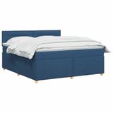vidaXL Boxspringbed met matras en hoofdeinde, blauw, 160 x 200 cm, stof