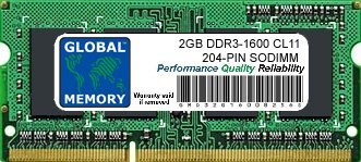 GLOBAL MEMORY 2GB DDR3 1600MHz PC3-12800 204-PIN SODIMM GEHEUGEN RAM VOOR LAPTOPS/NOTITIEBOEKJE