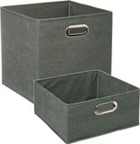 5five Set van 2x stuks opbergmanden/kastmanden 14 en 29 liter grijsgroen van linnen 31 cm