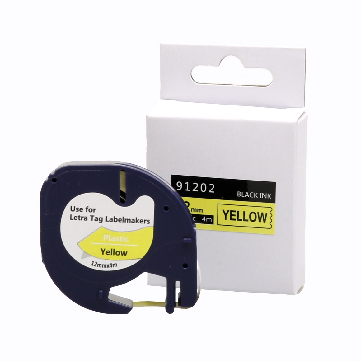 - [alternatief voor] Dymo 91202 (S0721620) tape zwart op geel (12mm)