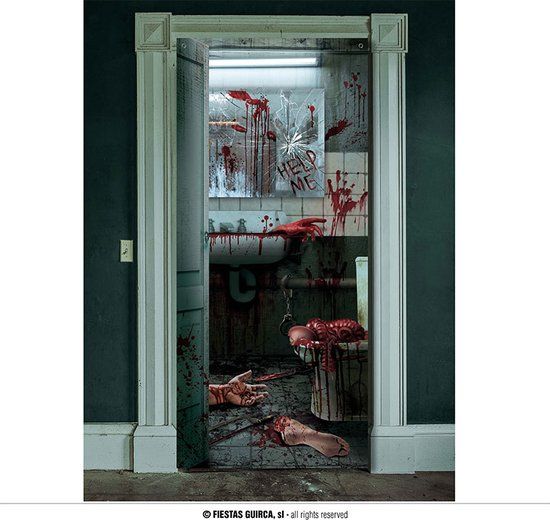 Fiestas Guirca Bloody WC Door Decoration - Halloween (80 x 180 cm)