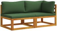 vidaXL Modulaire bankset met kussens 2-zits Massief Acacia Hout Groen