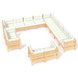 vidaXL 13-delige Loungeset met Crèmekleurige Kussens van Grenenhout