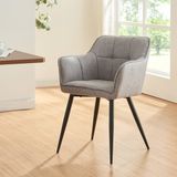 en.casa Eetkamerstoel Birmingham set van 2 fauteuils grijs en zwart