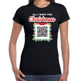 Bellatio Decorations Bellatio Christmas sweaters Kerst QR code kerstshirt All I want: Kerst zonder schoonmoeder dames zwart XS