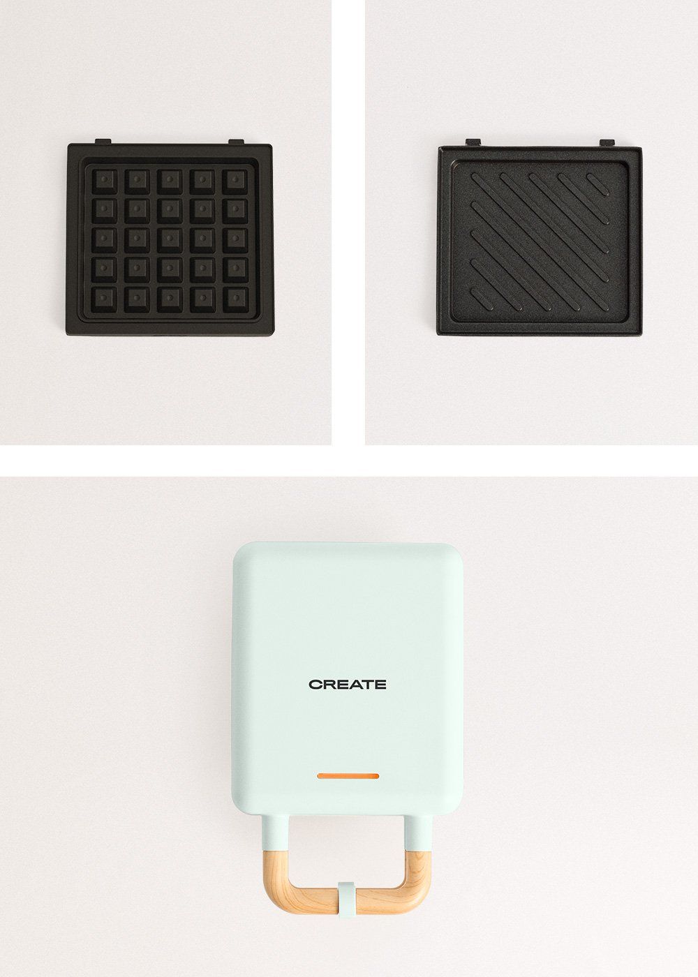 CREATE STONE 2 in 1 Compact Sandwichgrill & Wafelijzer - Pastel Blauw