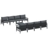 vidaXL Tuinbank set 9-delig Zwart Staal