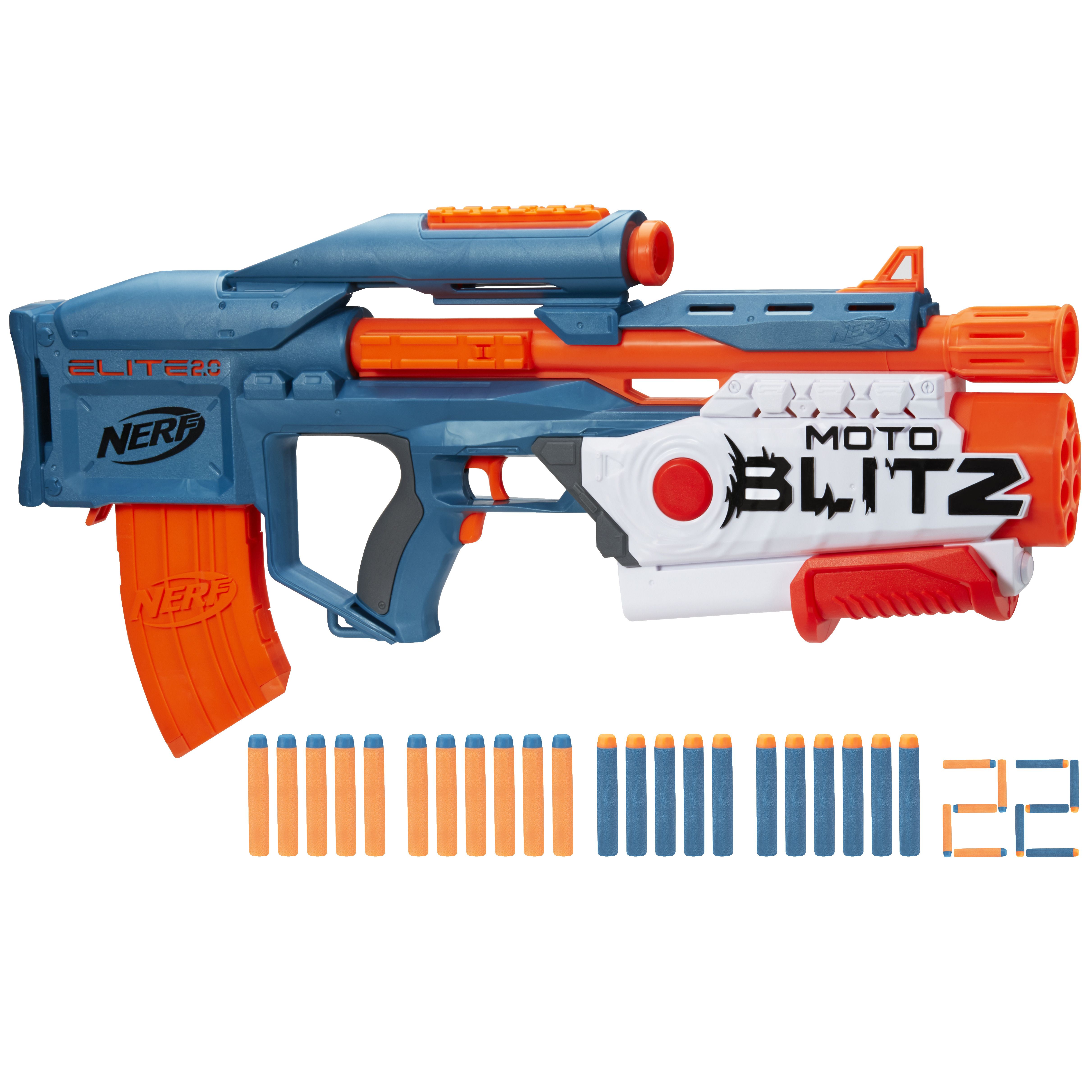 Nerf Elite 2.0 Motoblitz CS-10 Toy Gun - Blue/Orange - Ages 8+