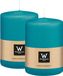 Wiedemann Cilinderkaars/stompkaars groot - 2x - turquoise blauw - 15 x 10 cm - 113 branduren - zuilkaarsen