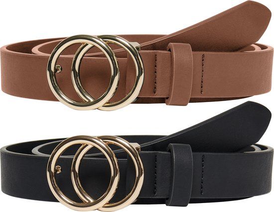 ONLY - ONLRASMI FAUX LEATHER JEANS BELT 2-PACK - Bruin