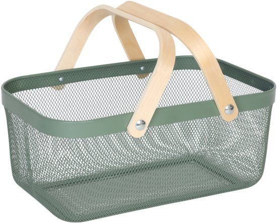 Merkloos Relaxdays Draadmand - mint - metaal - met handvat - met opbergruimte