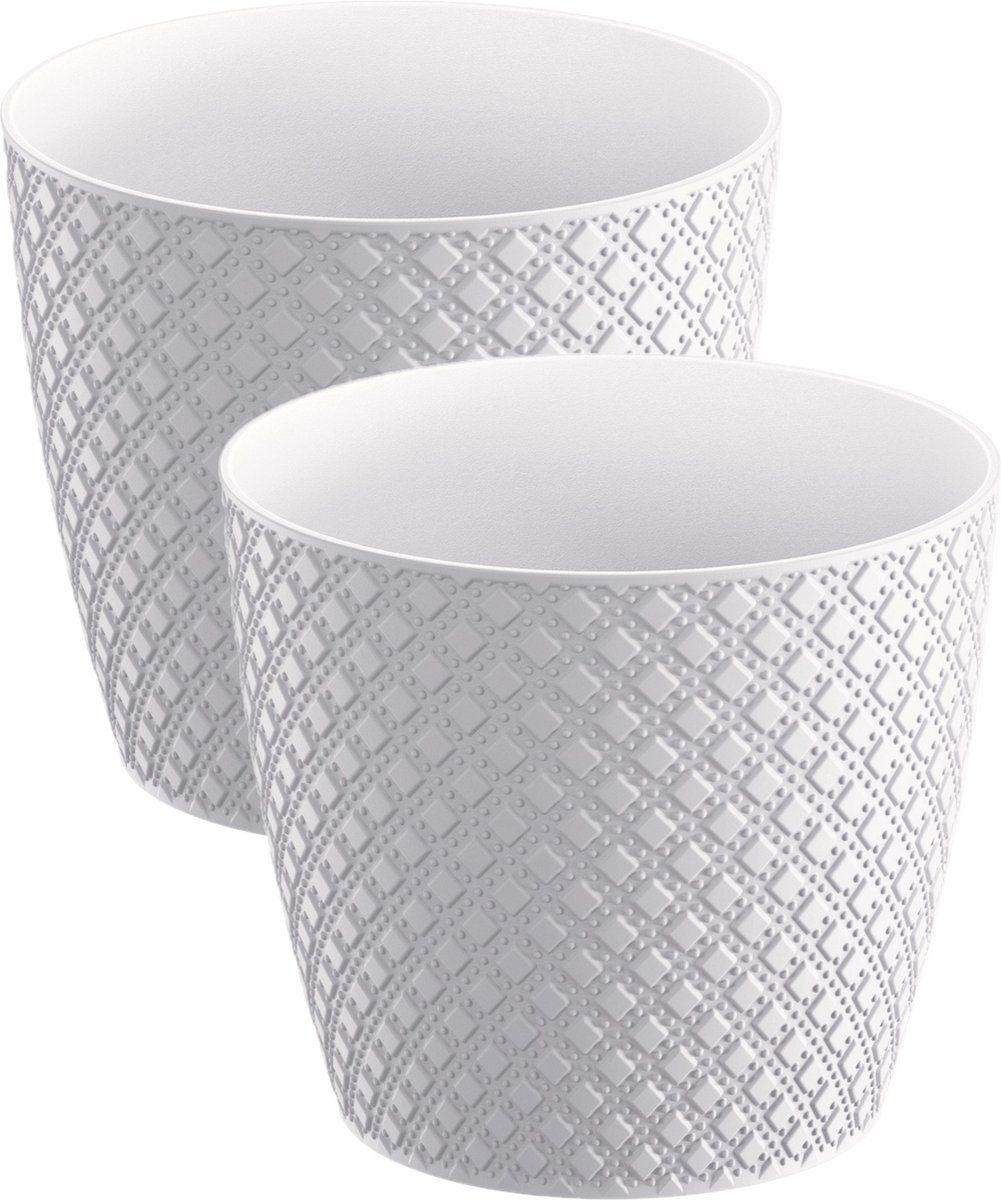 Prosperplast Orient Plantenpot - 19 cm - Wit - Set van 2