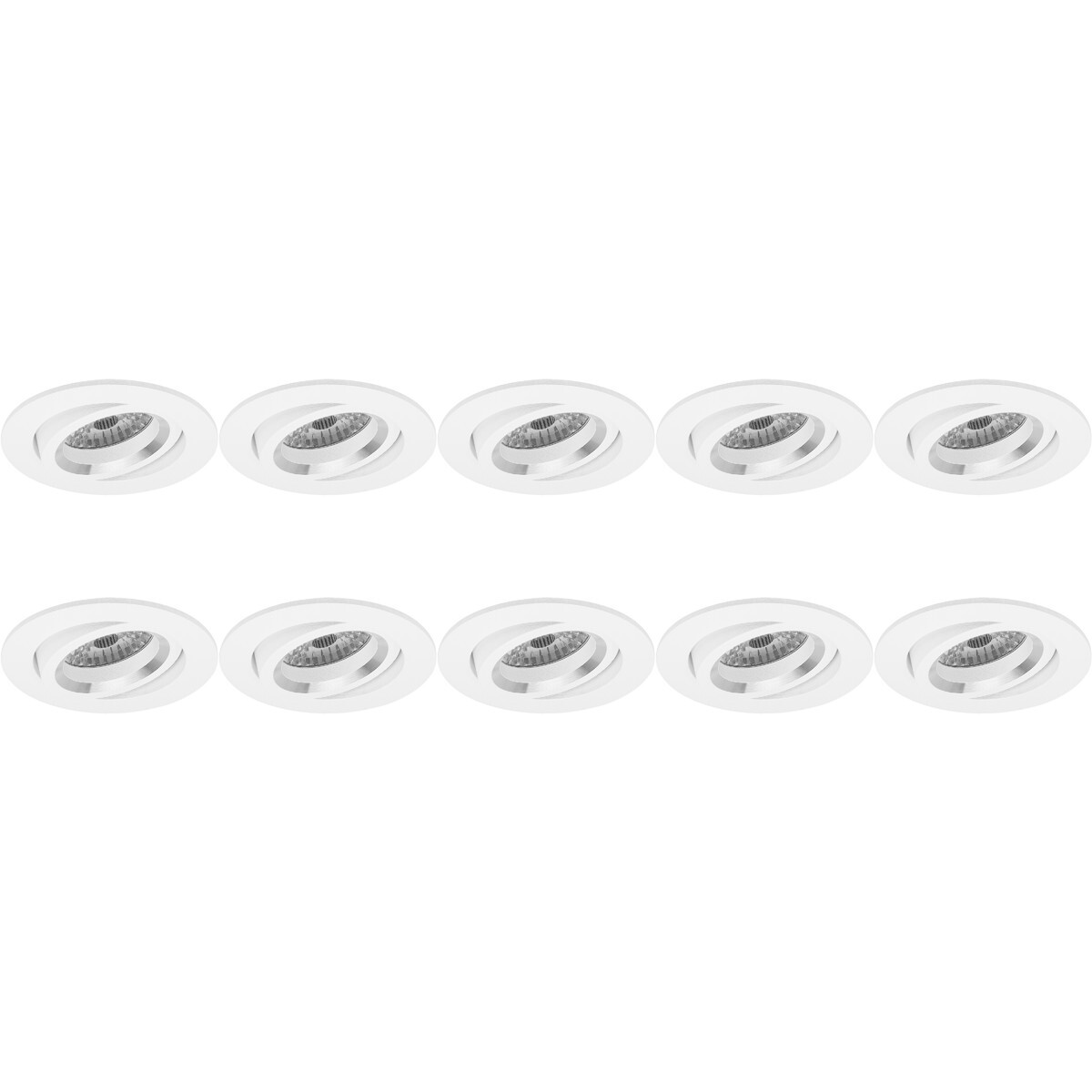 BES LED Spot Armatuur 10 Pack - Pragmi Aerony Pro - GU10 Fitting - Inbouw Rond - Mat Wit - Aluminium - Kantelbaar - Ã˜82mm