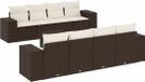 vidaXL 9-delige loungeset met kussens polyrattan bruin