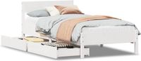 vidaXL Massief grenenhouten bedframe zonder matras, wit, 75x190 cm