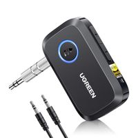 UGREEN Aux Bluetooth 6.0 auto-adapter met LDAC-decodering, Hi-Res Audio Gold Standard-certificering, 17 uur batterijduur, Jack Bluetooth-ontvanger voor autoradio/stereosysteem/headset
