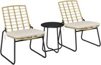 Outsunny Balkonset 3-delig, PE-Rattan, Beige
