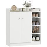 HOMCOM Schoenenkast voor entree, schoenenkast met 4 open vakken en dubbele deurkast, verstelbaar rek, 83 x 30 x 90 cm, wit