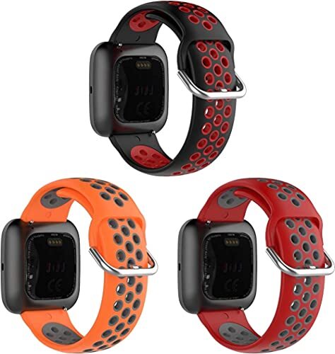 Chainfo Watch Strap compatibel met Fitbit Versa 2 / Versa 2 SE/Versa Lite/Versa smartwatch, Soft Silicone Sport Replacement Bands (3-Pack G)