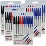 Merkloos Balpennen - 50x stuks - 3 kleuren - rood - zwart - blauw - pen
